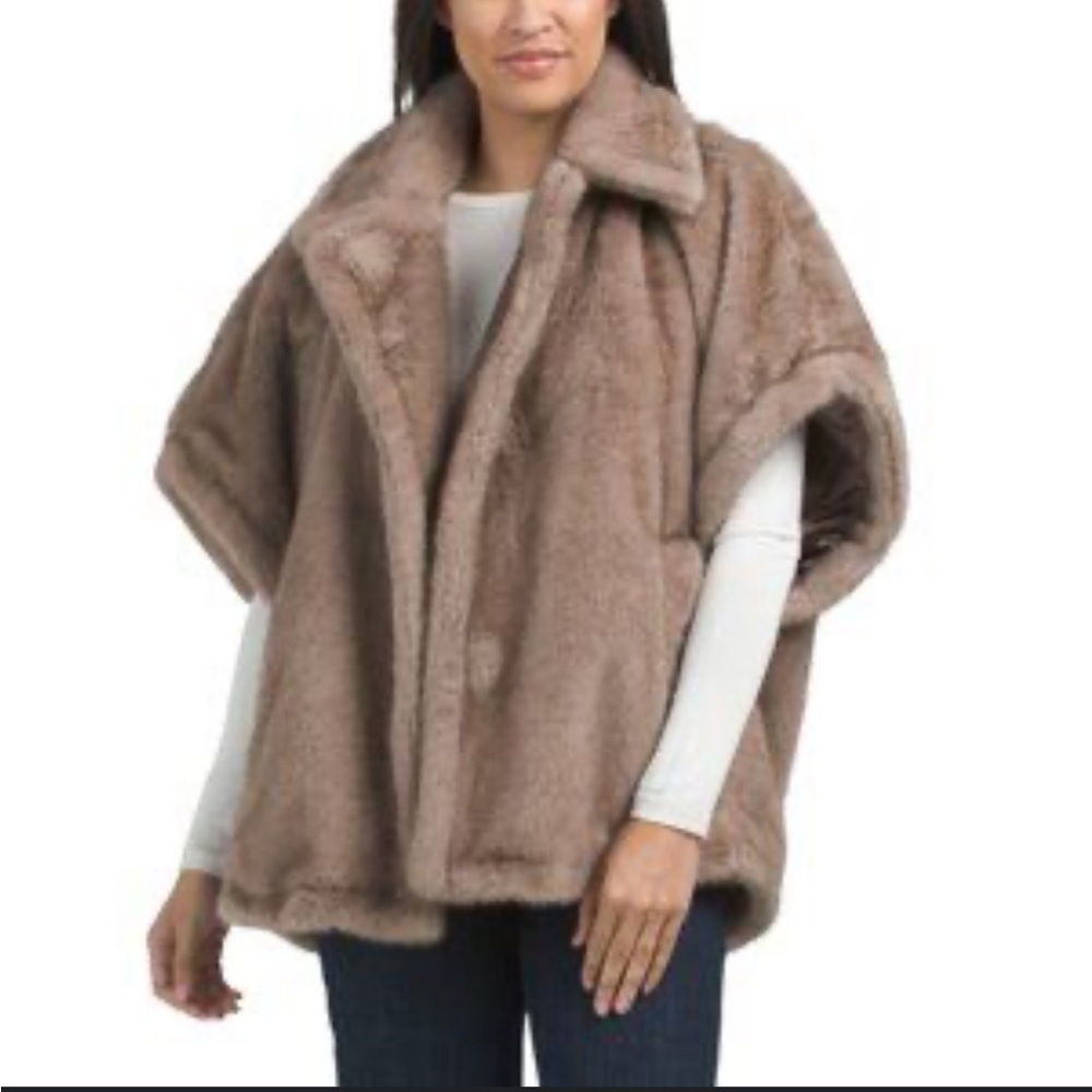 Rebecca Minkoff Women's Tan Faux Fur Cape